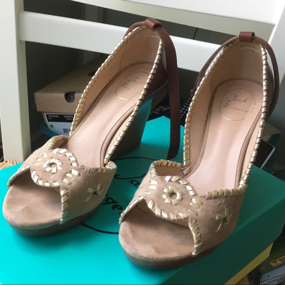 Jack Rogers Chrystie wedge w/ leather ankle  strap